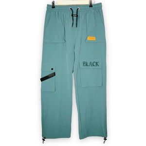 Y2K Streetwear Cargo Pants waist 34 Teal Turquoise Skater Rave Wide leg Festival